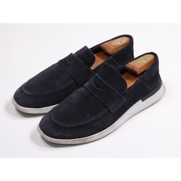Wolf & Shepherd Navy Blue Suede Crossover Penny Loafers Mens US 12 M - Picture 2 of 11